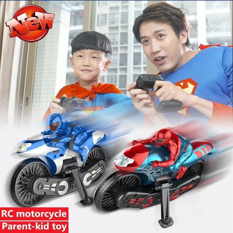 Electric 2.4Ghz RC Stunt Motorcycle Car With Flash Light Sound Music Racing Motorbike 360 Degree Drift RC Stunt Car toy Boy Gift