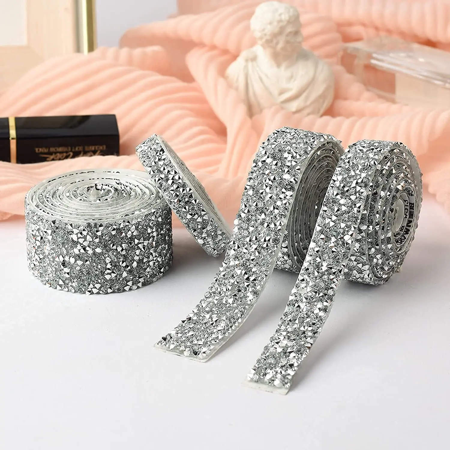 1 Yard Self-adhesive Rhinestones Trim Glitter Crystal Tape Strass Ribbon Chain Rhinestones Trim For DIY Crafts Decorations