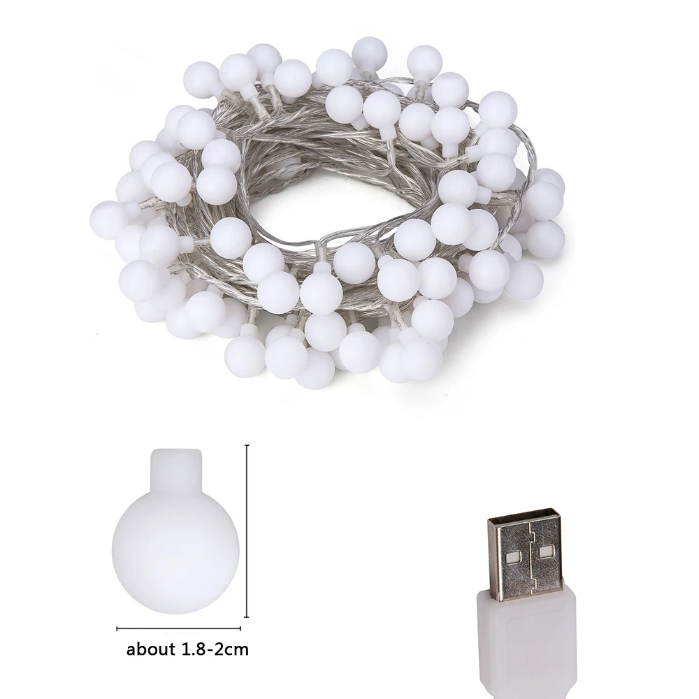 Girlanda 1.5M 3M 6M 10M USB/AA Bateria LED Ball String Lights Świąteczne lampki świąteczne na wesele Holiday Party dekoracja wnętrz