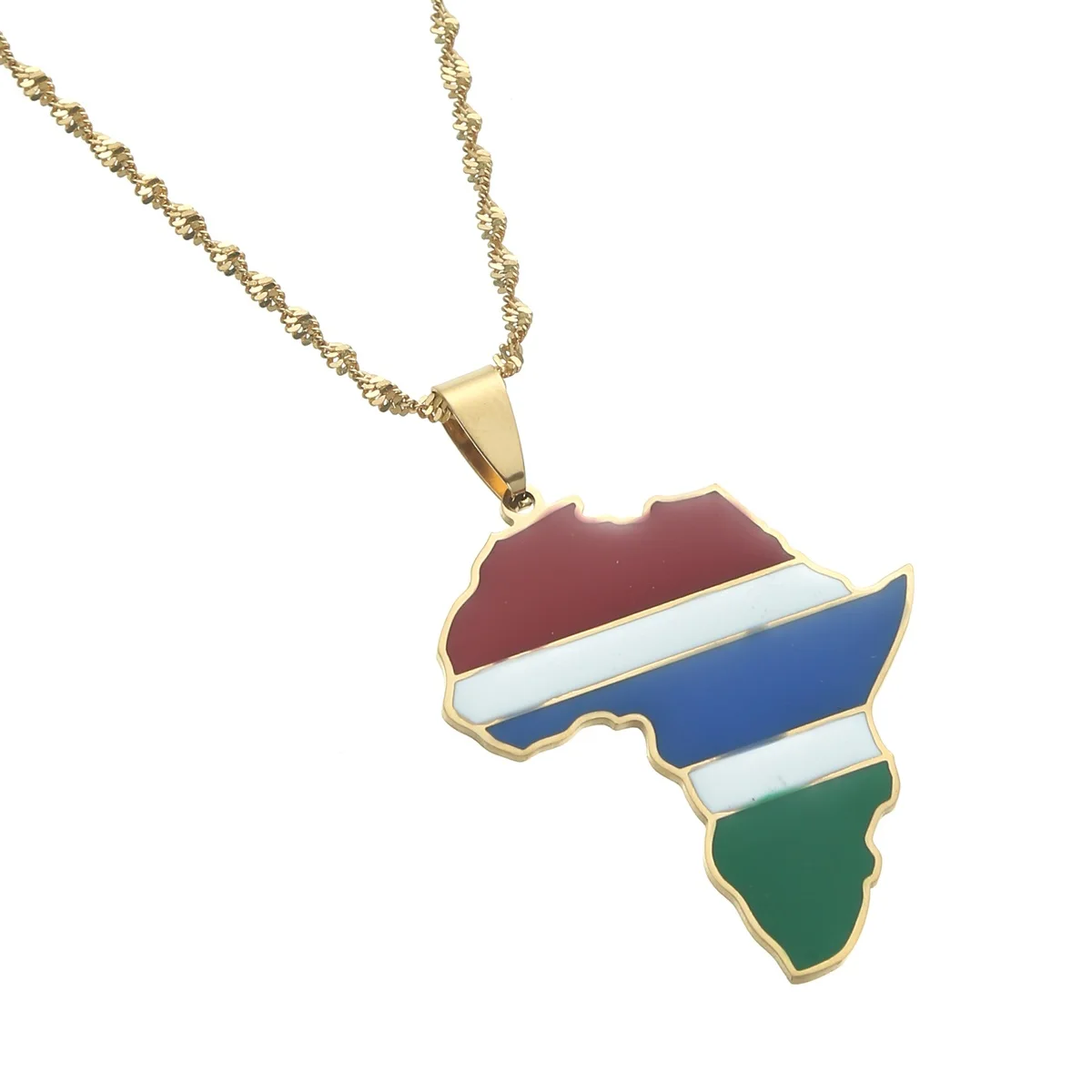 Country Gambia Map Flag Necklace Pendants Gold Color Jewelry Gambian Item Gift