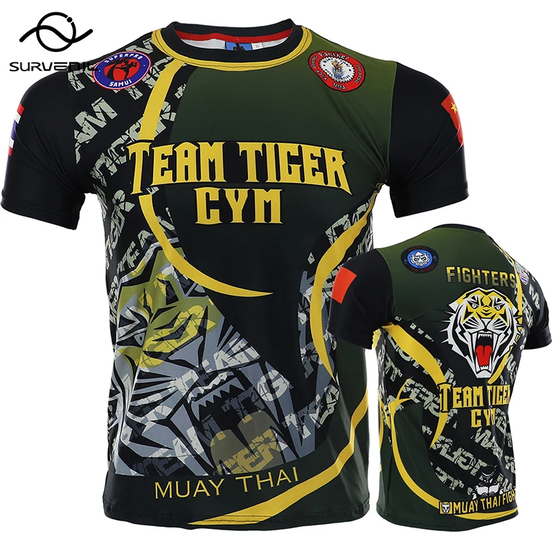 Mma Hemd Rashguard Männer Tiger Drache Muay Thai Jersey Baumwolle Kick Boxing Kompression Muaythai T Hemd Fitness Boxeo BJJ T tops