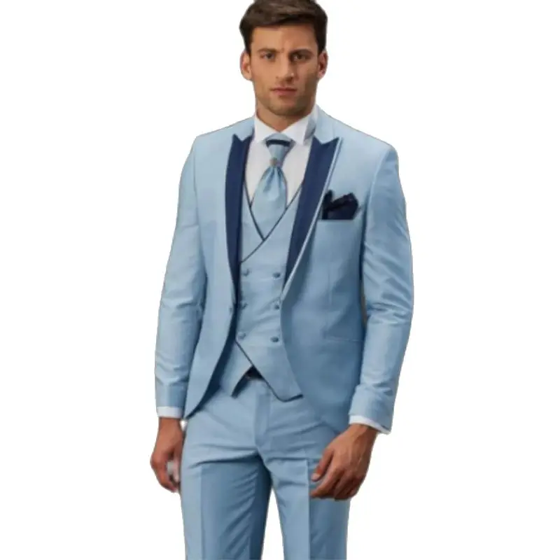 Traje de novio ajustado para boda, traje de negocios para cena, fiesta de graduación, 3 piezas (chaqueta + chaleco + Pantalones), 2021