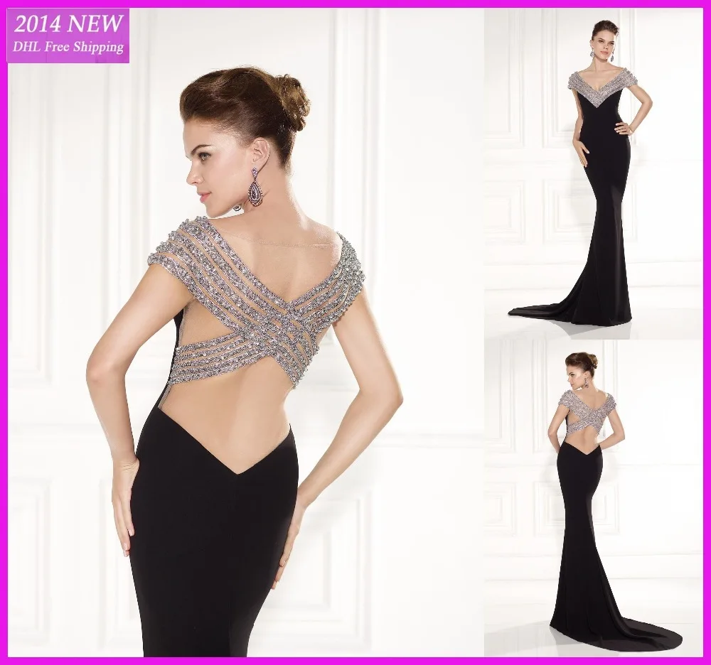 

2018 sexy backless Court Train Cross Back V Neck Beading Long Mermaid Evening prom Gown Formal mother of the bride dresses