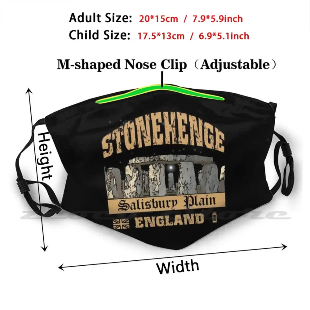 Stonehenge-salisbury Polos Masker Kain Dicuci DIY Filter Pm2.5 Dewasa Anak-anak Stonehenge Seni Inggris Inggris Inggris