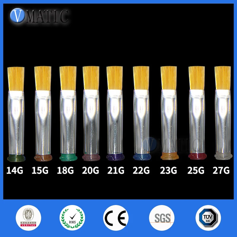 

Бесплатная доставка, 14 г-27 г, быстрая Двусторонняя Резьбовая игла EFD, твердая щетка, плоская игла 6 мм, дозирование рта