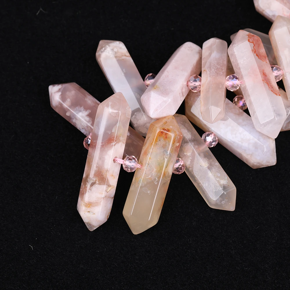 Beautiful Women Natural Cherry Agates Double Point Stick Beads Pendant Gift,Facted Agates Briolettes Beads Jewelry DIY DG-36JBGJ