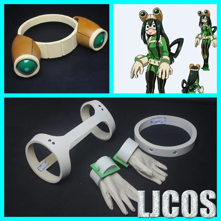 

New My Hero Academia Asui Tsuyu wig Cosplay Glasses Headwear Headpeice Cosplay Telescope Anime Halloween Props