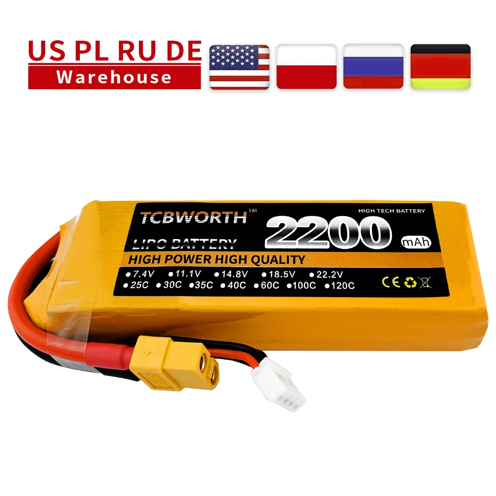 

3S RC LiPo Battery 3S 11.1V 2200mAh 25C 35C 60C Rechargeable Toys Batteries For RC Helicopter Airplane Car Boat Quadrotor Drone