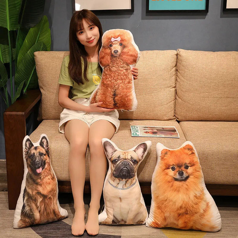 Plush Lifelike Animals Pillow Toys Stuffed Pillow Cushion For Sofa Kawaii Home Decor Toys For Girl Cats Dog Pillow Reallife Toy