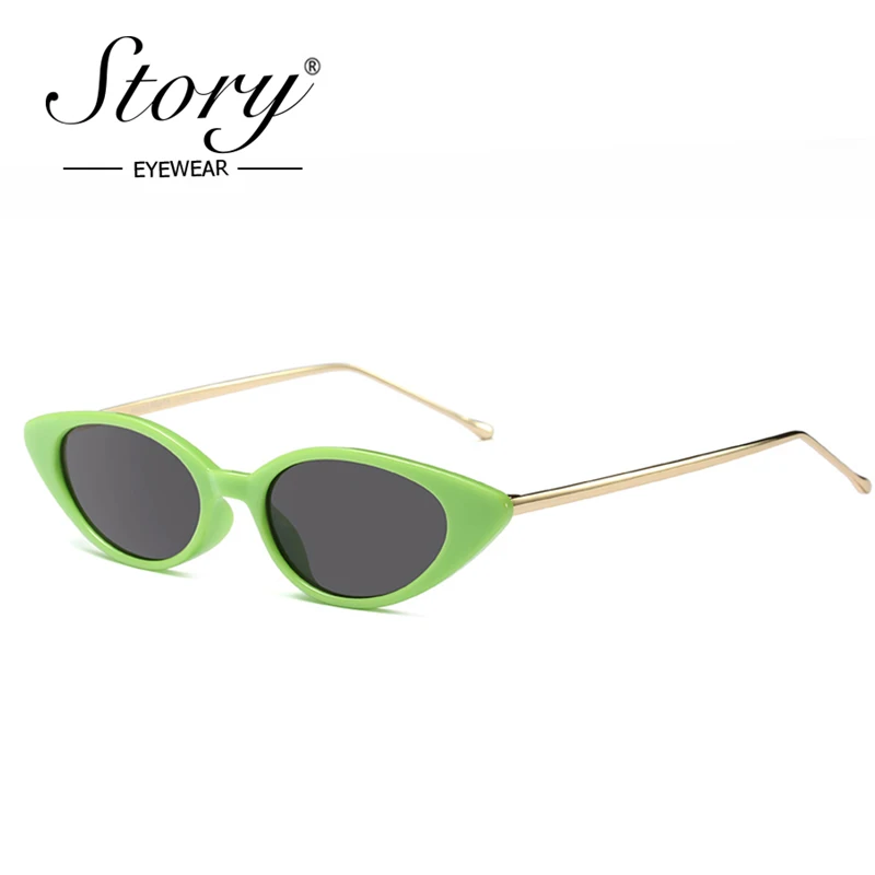 STORY Small Cat Eye Sunglasses Women 2018 Fashion Vinatge Retro Skinny Slim Small Metal Frame Sun Glasses UV400 Goggles Female