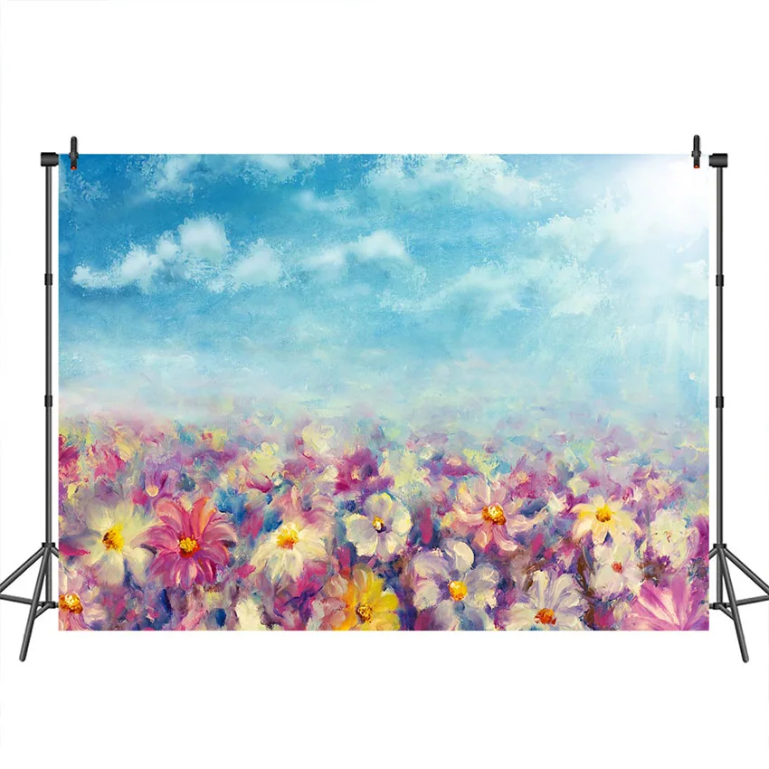 

Mocsicka Flower Scenery Backdrops Bule Sky Cloud Watercolor Photography Backdrop Photo Background Photocall Photo Studio