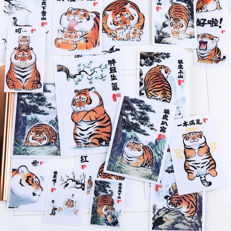 24pcs/lot Cute tiger Sticker Diy Album Scrapbooking Diary Planner Journal Sticker Decorative Label For Kids