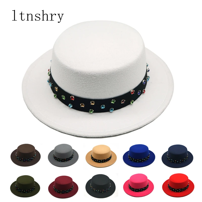 

2020 fashion hats Winter Autumn Imitation Woolen Women Men Ladies Fedoras Top Jazz Hat European American Round Caps Bowler Hat