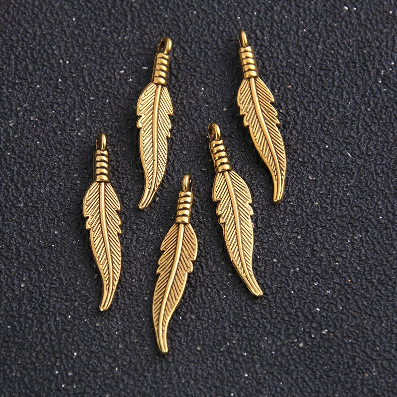 20PCS 6*31mm Four Color Zinc Alloy Feathers Charms Diy Jewelry Findings Jewelry Accessories Wholesal