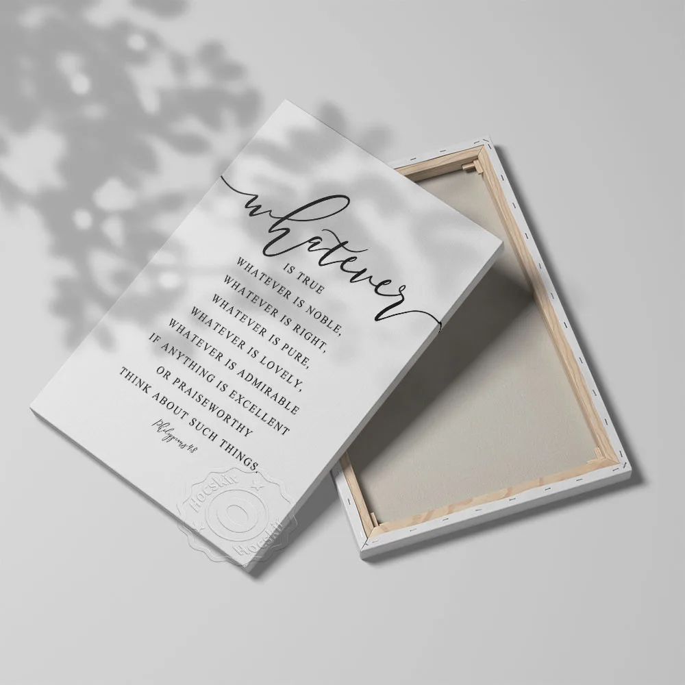 Quote Philippians 4:8 Parallel Verses Bible Verse Poster, Christian Follower Home Decor Artwork Prints, Scripture Wall Art Mural