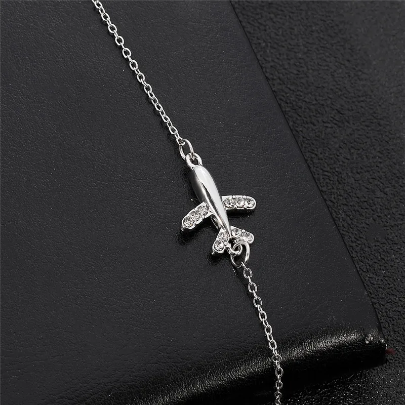 Fashion Bracelet For Women Simple Style None Stone Little Plane Fly Higher Silver Color Gift Fashion Jewelry Chain Bracelet