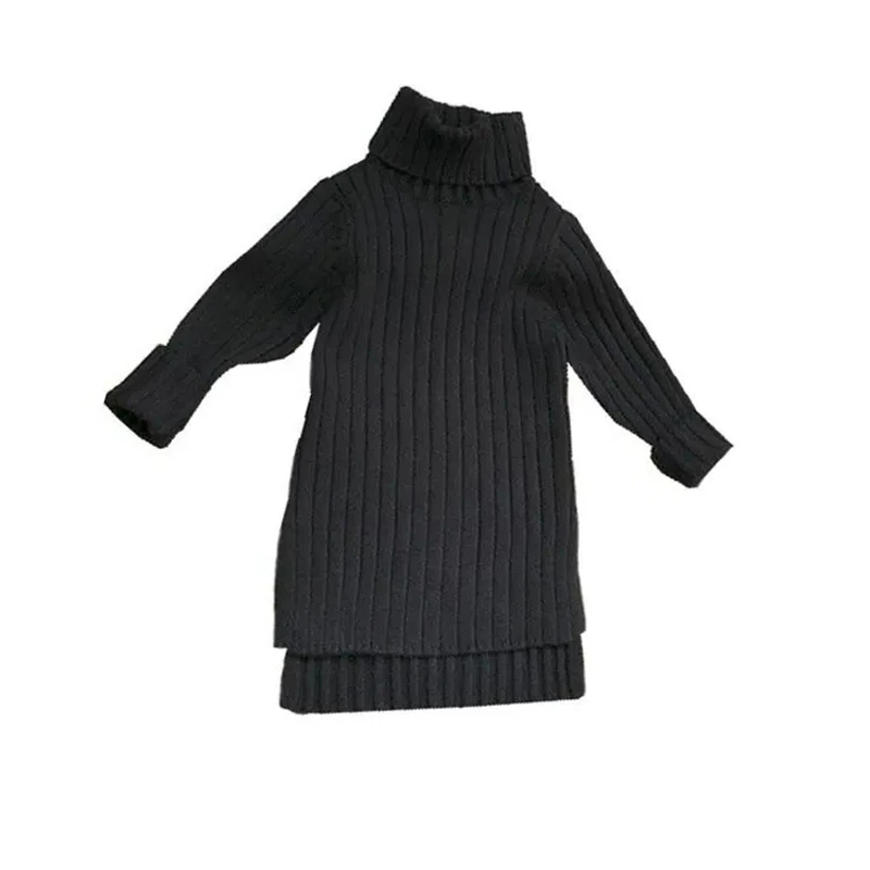 Robe pull à col roulé pour bébés filles, vêtements d\'hiver pour tout-petits, vêtements de printemps, document solide, petit ogo, 2-7 ans, 2024