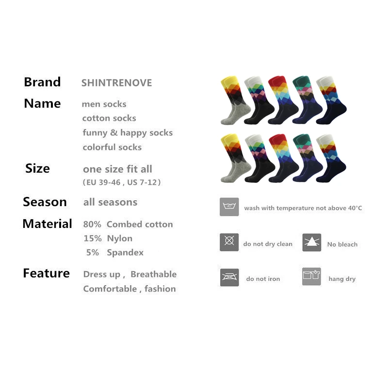 10 Pairs/Lot Men's Socks Casual High Quality Classic Happy Combed Cotton Socks Fashion Harajuku Clothing Dress Funny Man Socks