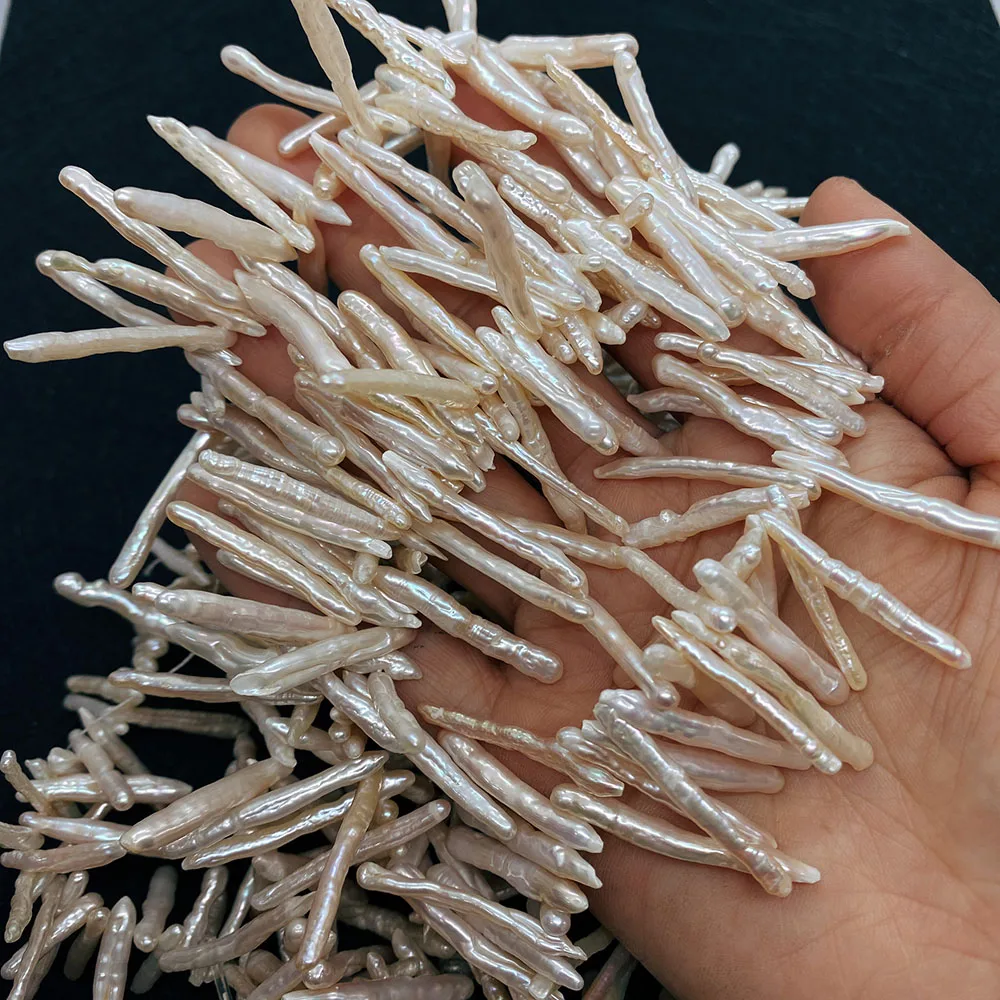 5pcs/pack New Irregular Shape Natural Freshwater Pearl 1x15-2x35mm DIY Handmade Wind Chime Pendant Ladies Jewelry Accessories