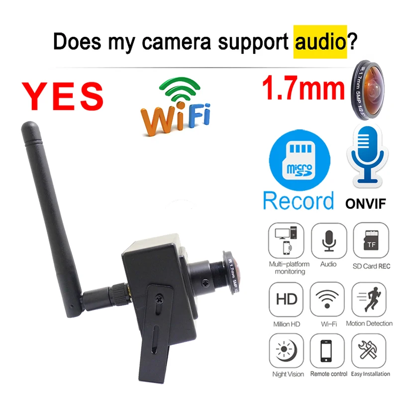 5MP Wifi Mini Camera Ip 1080P HD 1.7mm Fisheye Lens Panorama Cam Home Security Wireless Audio Micro Cameras Video Surveillance