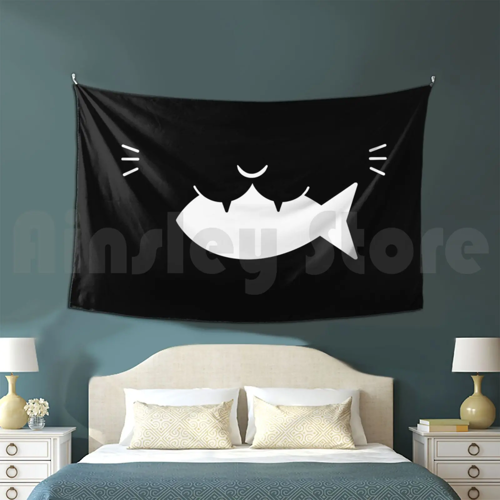 Gato teniendo peces tapiz personalizado gato gatito pez gato comiendo pescado lindo gatito negro Kawaii