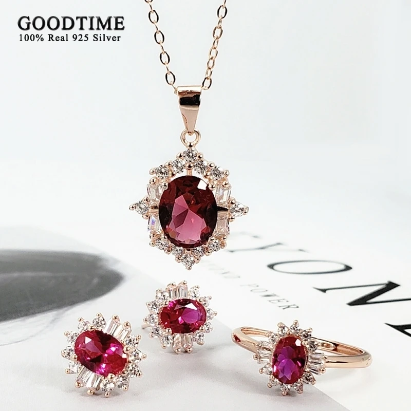 Luxury Pure 925 Sterling Silver Jewelry Set Fashion Zircon Necklace Earrings Ring Rhinestone Set Gift For Bride Wedding Party