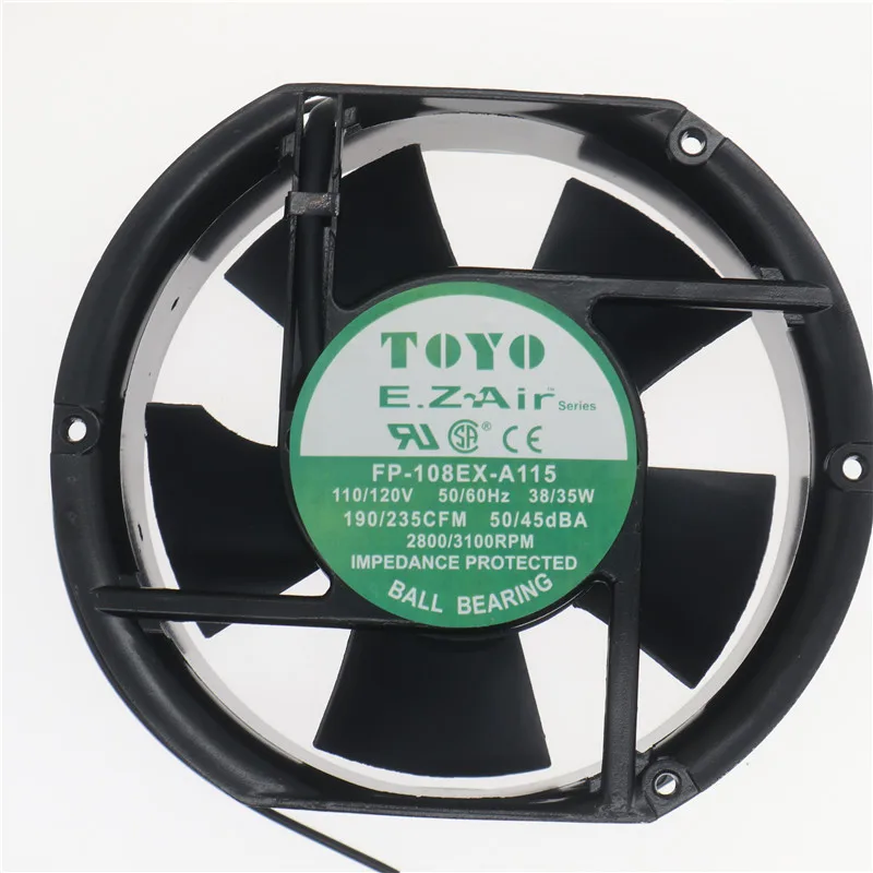 TOYO FP-108EX-A115 AC 110V 38W 172x150x51mm 2-Wire Server Cooling Fan