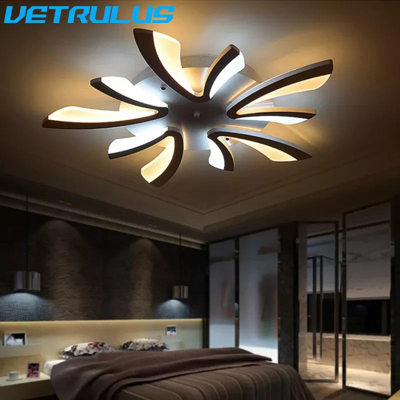 Modern LED Ceiling Lamp White Acrylic Chandelier Lustres Plafonnier Living Dining Room Hall Decoration Light Branch Fixtures