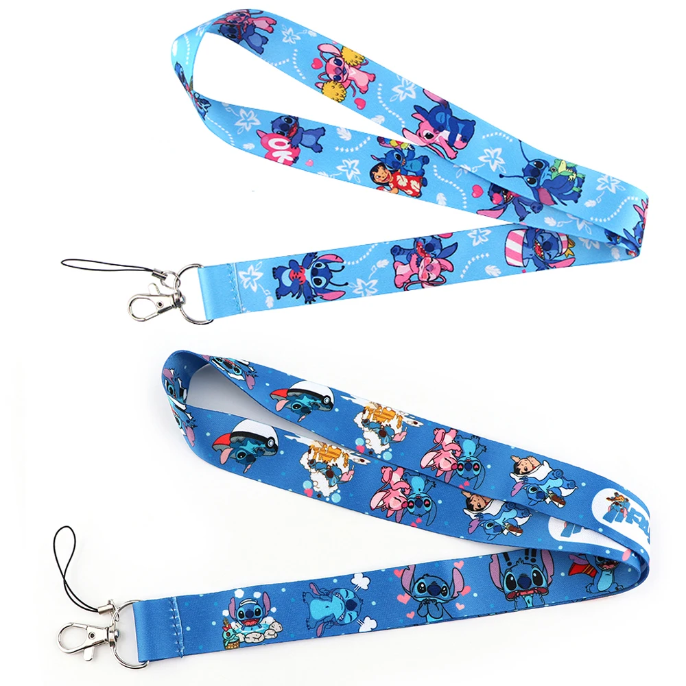 Stitch Lanyard Neck Strap Cartoon Keychain for Pendant Key ID Badge Holder Key Ring Cord Hang Rope Lariat Accessory