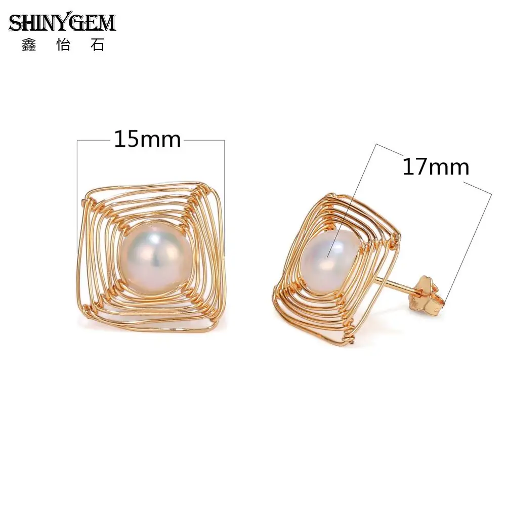 ShinyGem Gold Filled Baroque Pearl Earrings Vintage Handmade Natural Freshwater with 925 Silver Needle