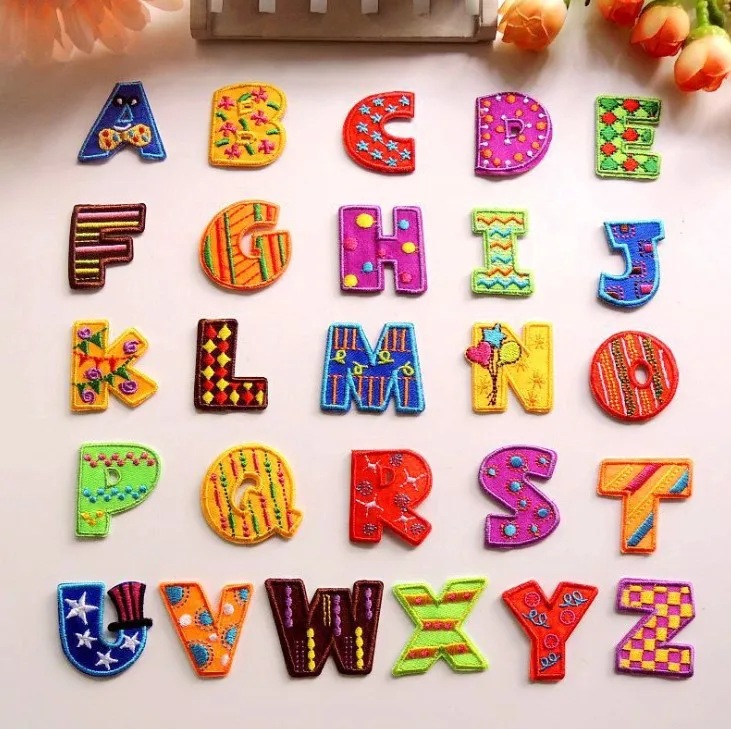 

Colorful Letters Embroidered Patch Alphabet Applique Diy Letters Sticker Clothes Pattern Decal Sewing/Iron On Name Badge Patch