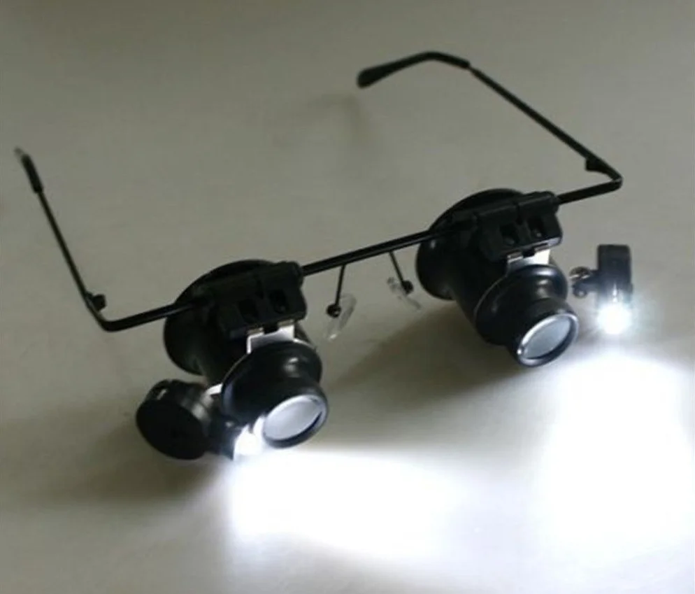 20x Loupe Magnifier Glasses with LED Light Lens Magnifying Headband Eyewear For Reading Jewelers Watchmaker Repair Tool