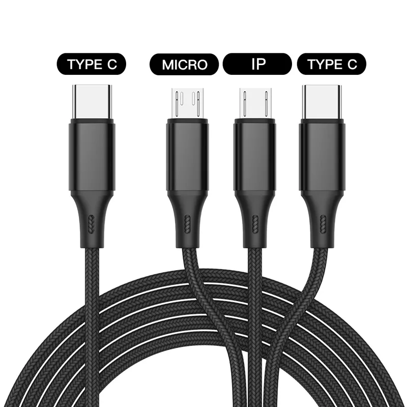 3 In 1 USB Cable Type C To USB C Micro USB Phone Charger Cable PD Charge Cable For Iphone 12 Nylon Cable Cellphone  Accessories