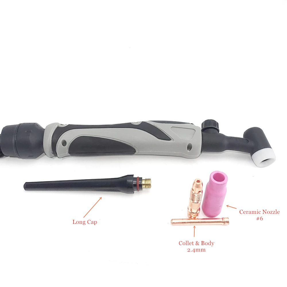 Professional 180A WP17-FV TIG Torch 3.7m GTAW Air Cooling Flexible Neck Gas Valve WP17 Tig Welding Gun