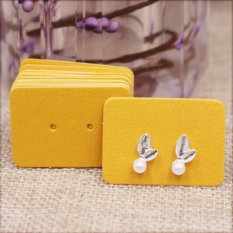 100pcs Cute Solid Color Earring Paper Package Card DIY Small Stud Earring Card White Kraft Pink Jewelry Display Card