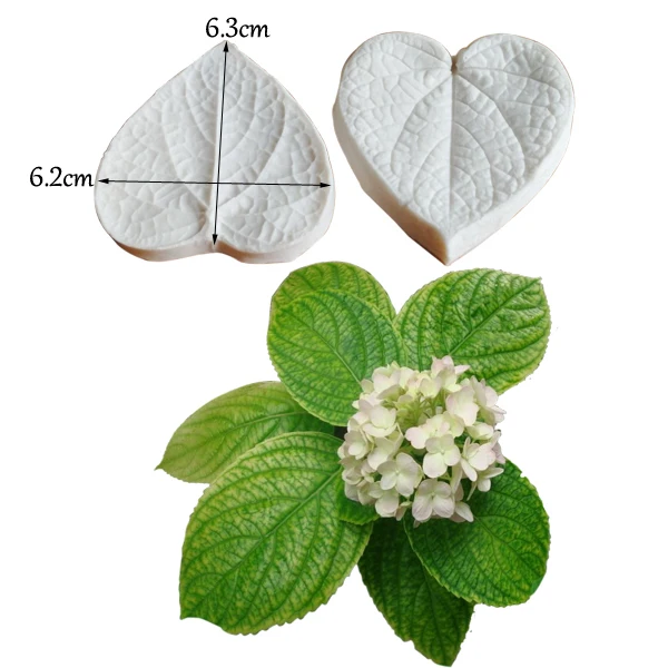 Hydrangea Leaf Veiner Silicone Mold  Chocolate Fondant Gumpaste Sugar Clay Flower Cake Decorating Moulds DIY M2100