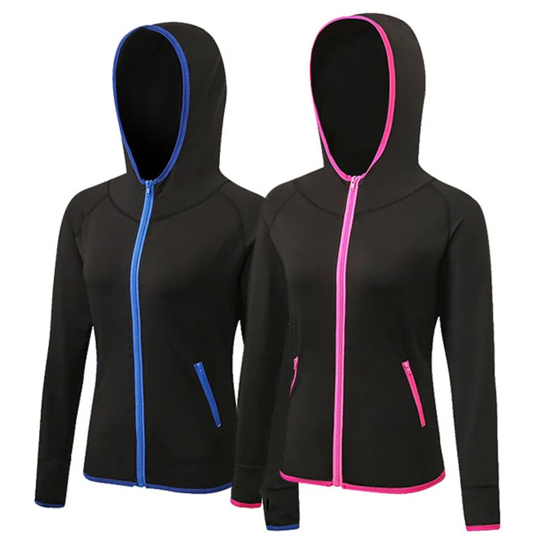 Customize LOGO Women Hoodies Zip Up Running Jacket Quick Dry Long Sleeve Sports Gym Sweatshirt Yoga Fitness Zipper Outwear Tops