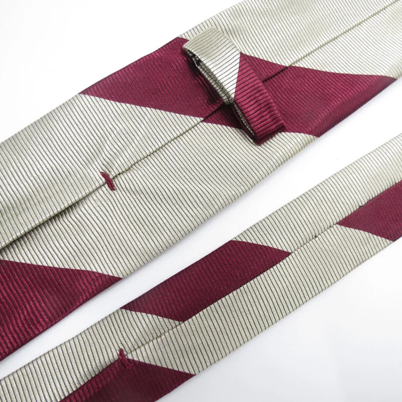 Neck Ties for Men silk wedding designer brand Champagne and Burgundy stripes High end craft manual Crimping production Lightweig