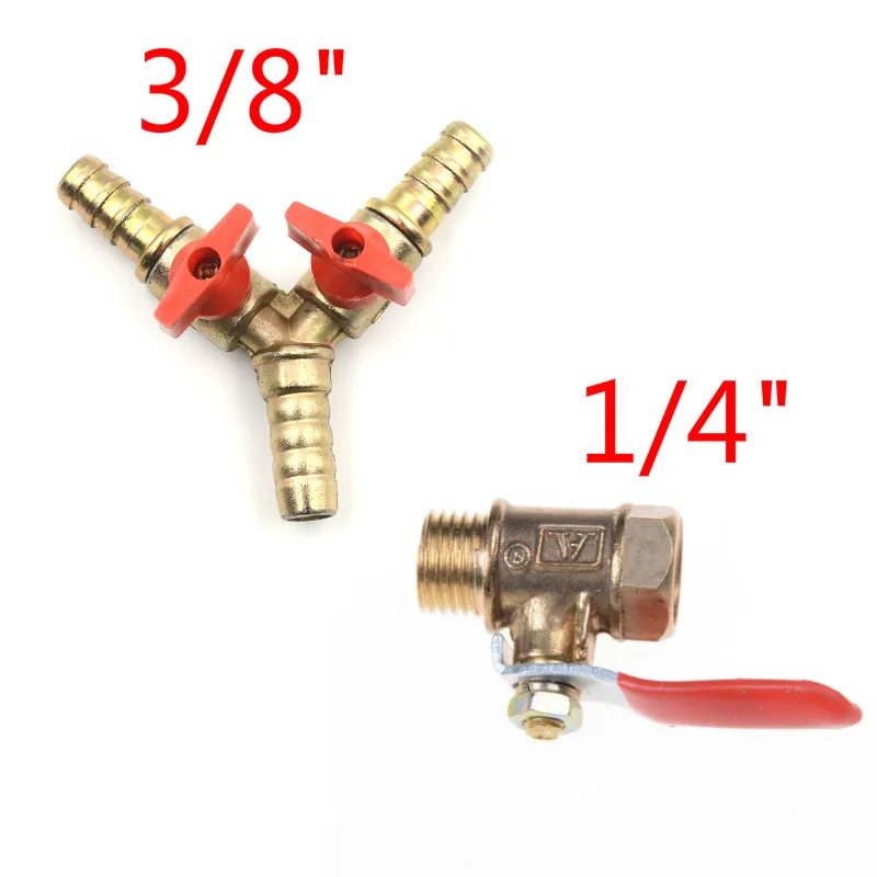 

1/4" 12mm/3/8" 10mm Brass Y 3Way Shut Off Ball Valve Clamp Fitting Hose Barb Fuel Gas Water Oil For Garden Automotive Irrigation