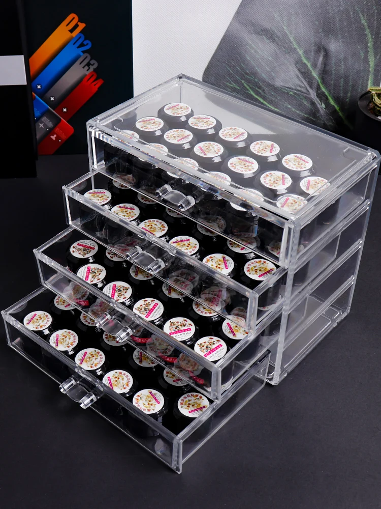 Nail UV Gel Polish Storage Box Manicure Extension Varnishes Holder Acrylic Transparent Drawer Storage Box Nail Art Jewelry Case