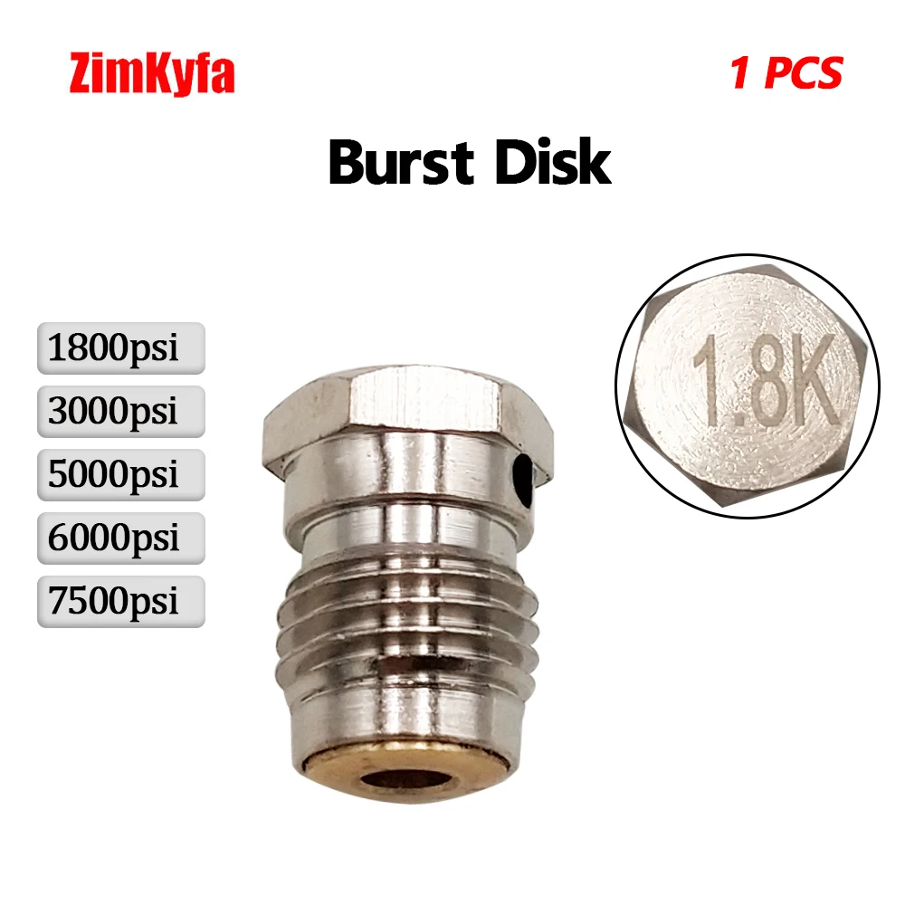 Burst Disks 1,8k 3k 5k 6k 7,5k für Druckluft-CO2-Tankreglerventil 3/8-24UNF-Gewinde, 1 Stück