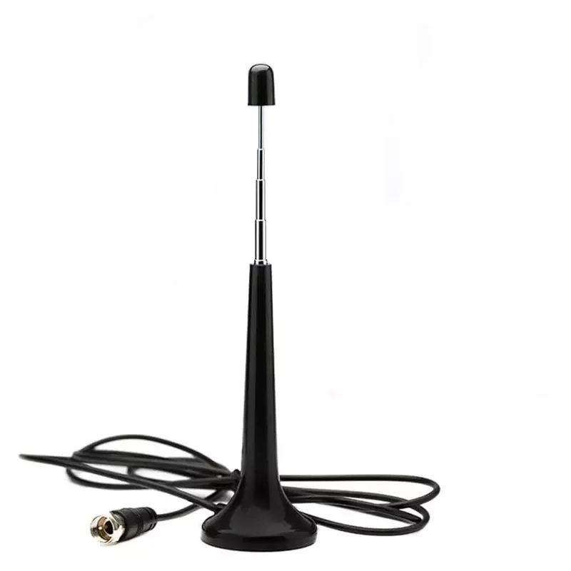 72-868Mhz Indoor HD DTMB Telescopic TV Antenna Car FM Radio Antenna 15dBi High Gain with F Male Connector