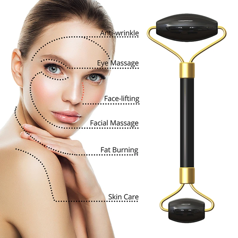 Obsidian Eye Mask Natural Jade Mask Face Massager Gua Sha Board Cold Therapy Scraper Jade Roller Massager Set