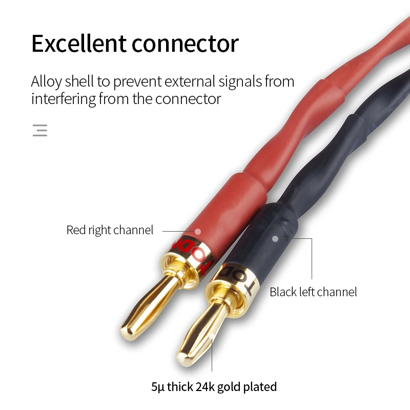 TODN HIFI speaker audio cable High-end stereo Amplifier cable High purity oxygen-free copper banana Gold-plated plug a pair