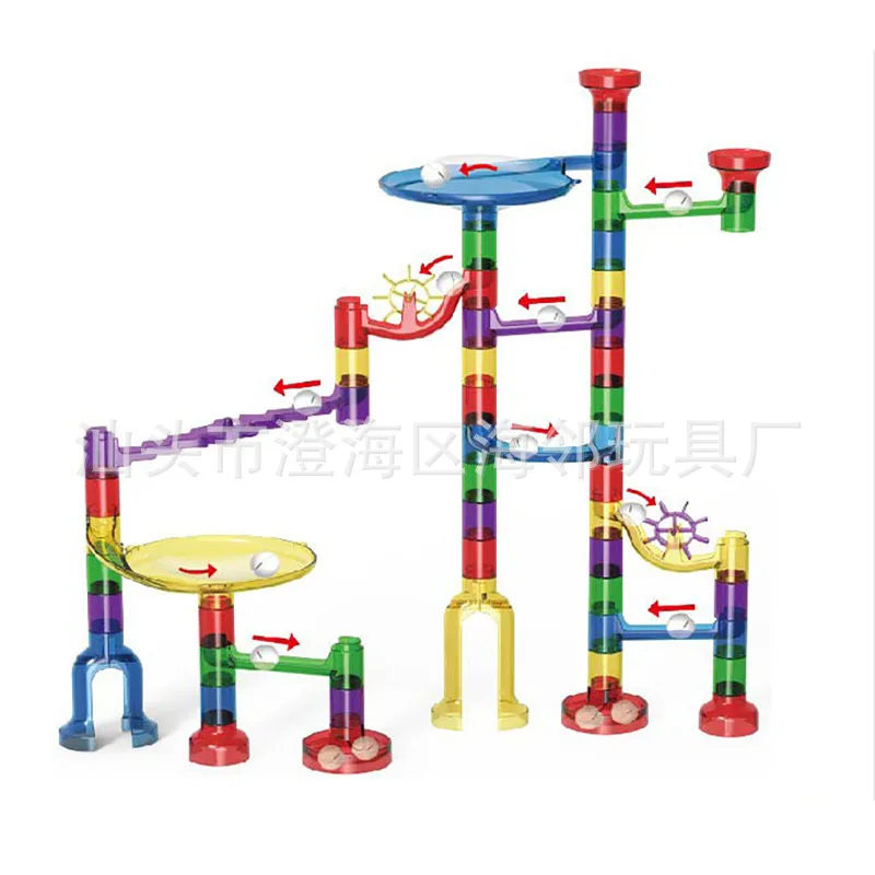 80Pcs Kinderen Onderwijs Speelgoed Diy Bouwstenen Marmeren Run Speelgoed Creatieve Marmer Ballen Speelgoed Ruimte Baan Bal Building blokken