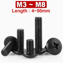 TM Black Zinc Plated Large Flat Head Phillips Screw Umbrella Head Half Round Head Screw Mushroom Head Flat Machine M3M4M5M6M8