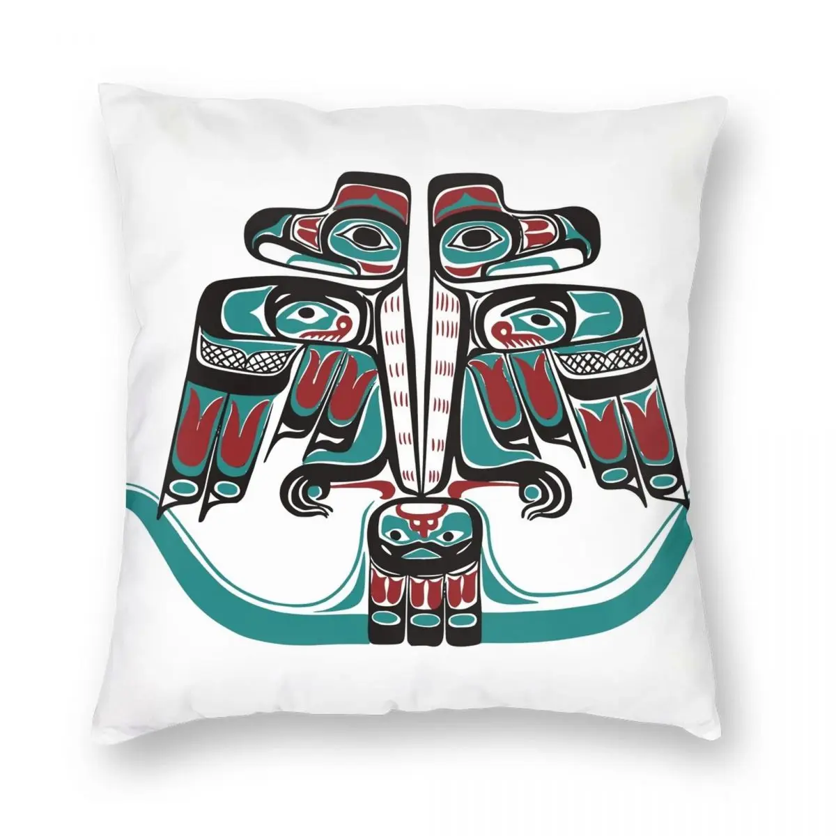 Northwest Native Haida Tlingit Thunderbird Pillowcase Polyester Linen Velvet Pattern Zip Pillow Case Sofa Seater Cushion Cover