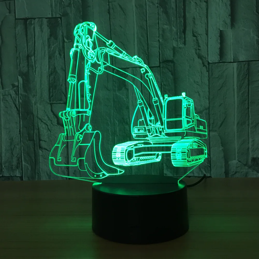 7-color light excavator 3D children vision LED nightlight touch Usb desktop creative gift children sleep night light movement