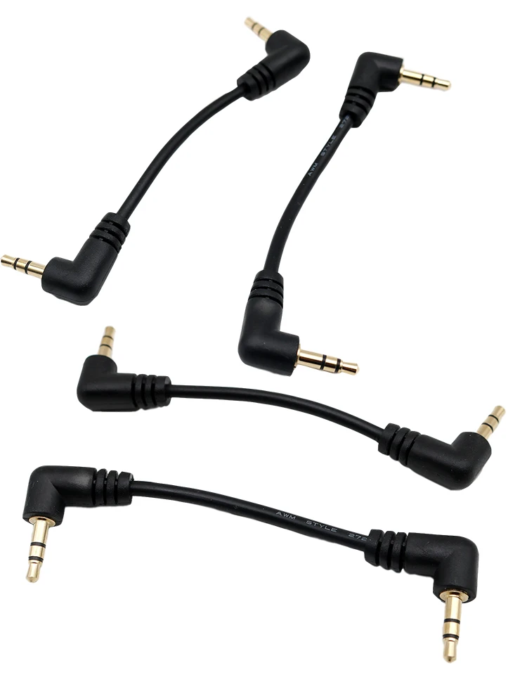 1 Stück Gold 3,5 mm 1/8 Zoll rechtwinklig auf 3,5 mm 3-polig männlich rechts Stereo AUX Audiokabel 10 cm / 15 cm – Detail 4