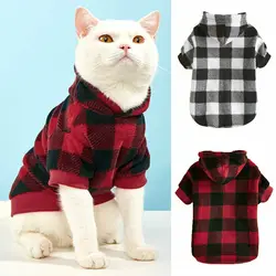 Xadrez inverno quente pet roupas, hoodies do cão, camisola do gato, casaco de cachorro, jaqueta, roupa de cachorro bonito, jaqueta pet